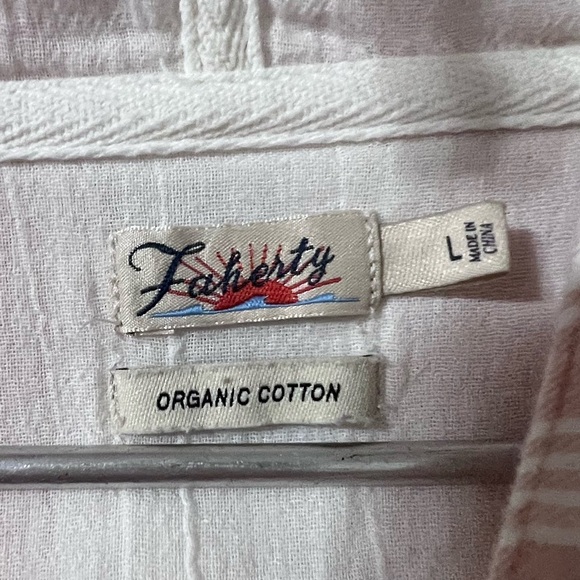 Faherty Women’s Size L Baja Surf Dress Cover Up Hoodie Stripes White Peach - Picture 2 of 4